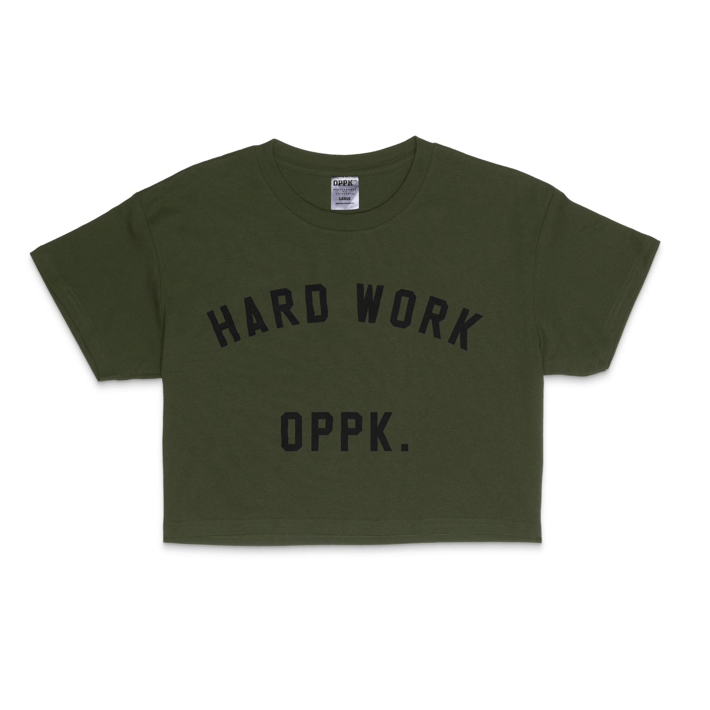 Women's Oversized Crop Tee - Hard Work Army Green