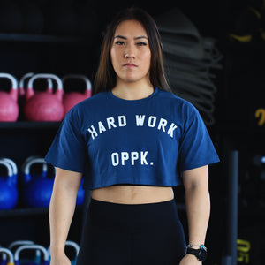 Women's Oversized Crop Tee - Hard Work Navy