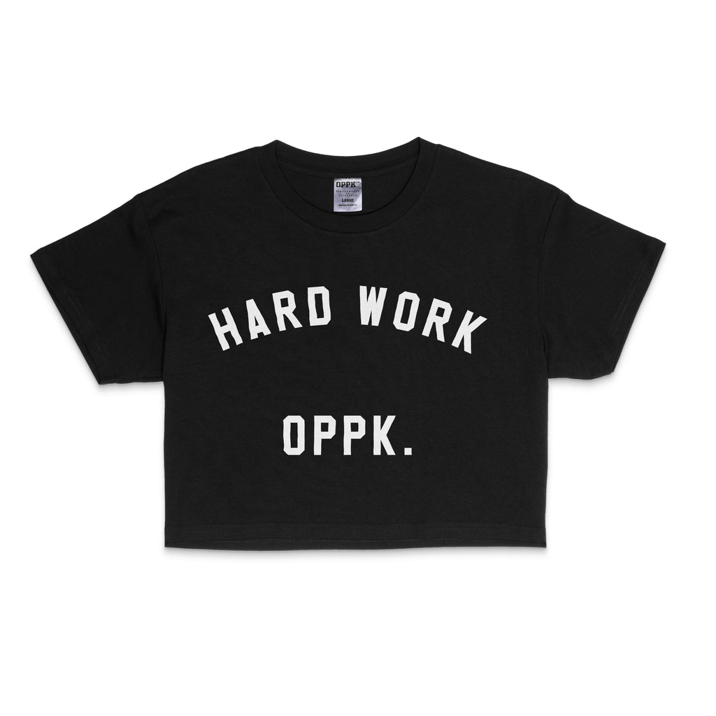 Women's Oversized Crop Tee - Hard Work Black