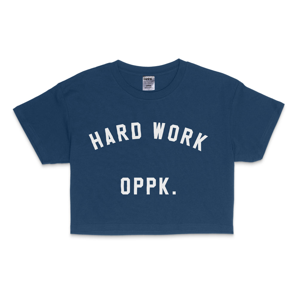 Women's Oversized Crop Tee - Hard Work Navy